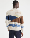 Back view of model wearing Old Coast Landscape Men's Regular Fit Crafted Crewneck Sweater.