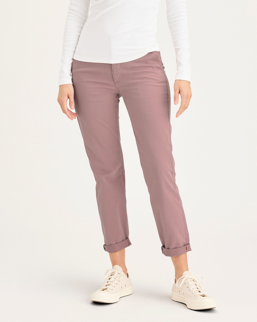 Front view of model wearing Old Rose Weekend Chino Pants, Slim Fit.