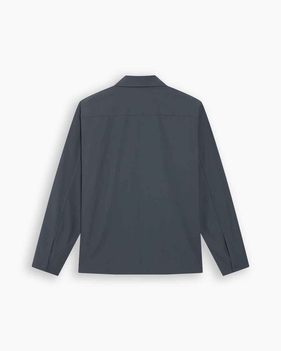 View of model wearing Ombre Blue Go Overshirt, Regular Fit with Airweave.