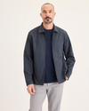 Front view of model wearing Ombre Blue Go Overshirt, Regular Fit with Airweave.