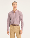 Front view of model wearing Pale Mauve Men's Slim Fit Casual Shirt.