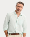 View of model wearing Pastel Blue Ultimate Shirt, Regular Fit.
