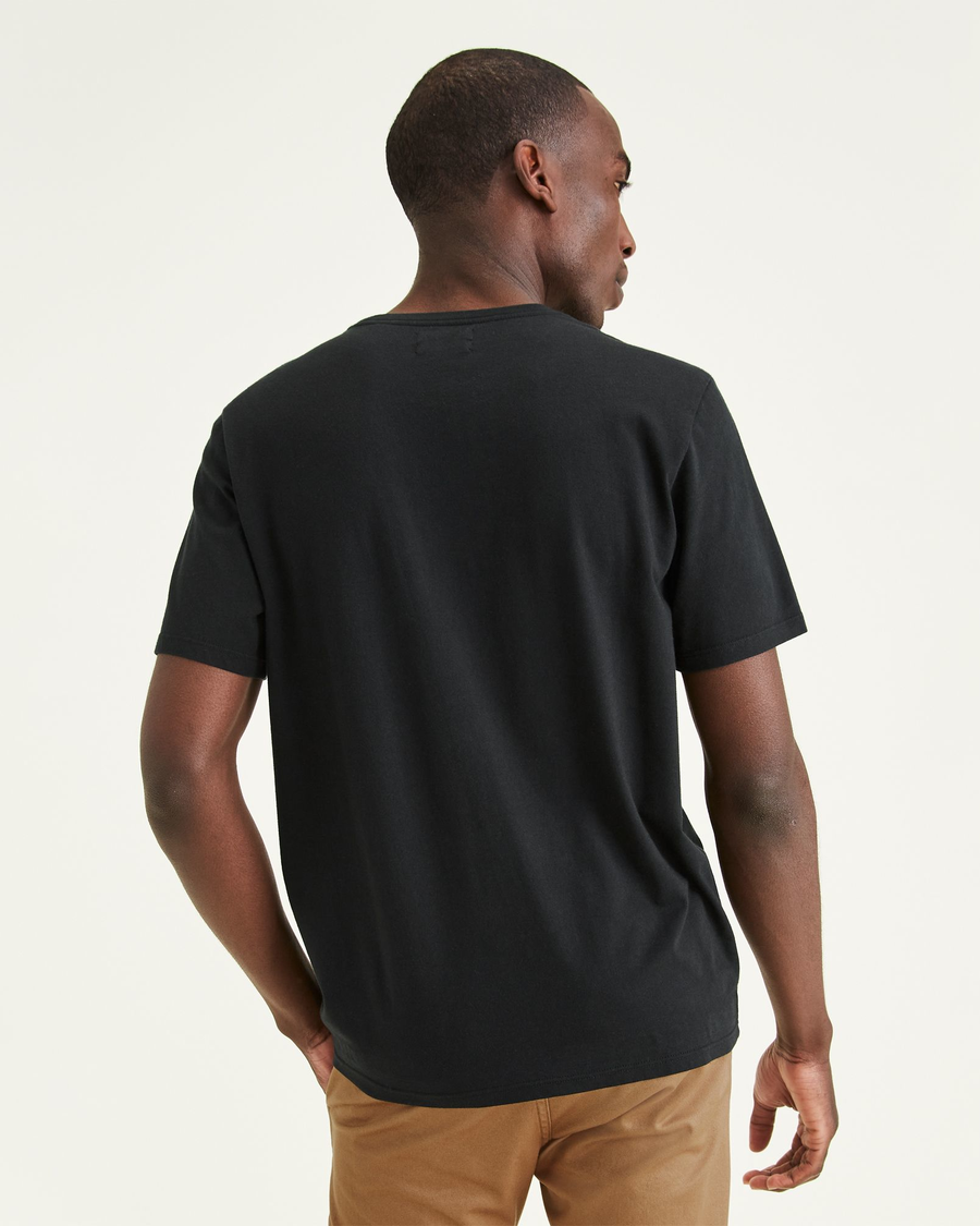 Back view of model wearing Pembroke Big and Tall Graphic Tee Shirt.