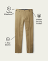 View of model wearing Pembroke Men's Slim Fit Smart 360 Flex Workday Khaki Pants.