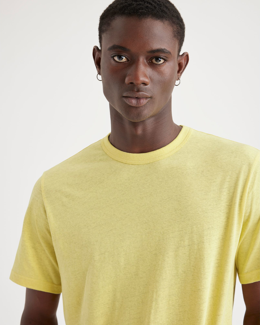 View of model wearing Pineapple Slice Men's Regular Fit Original Tee Shirt.