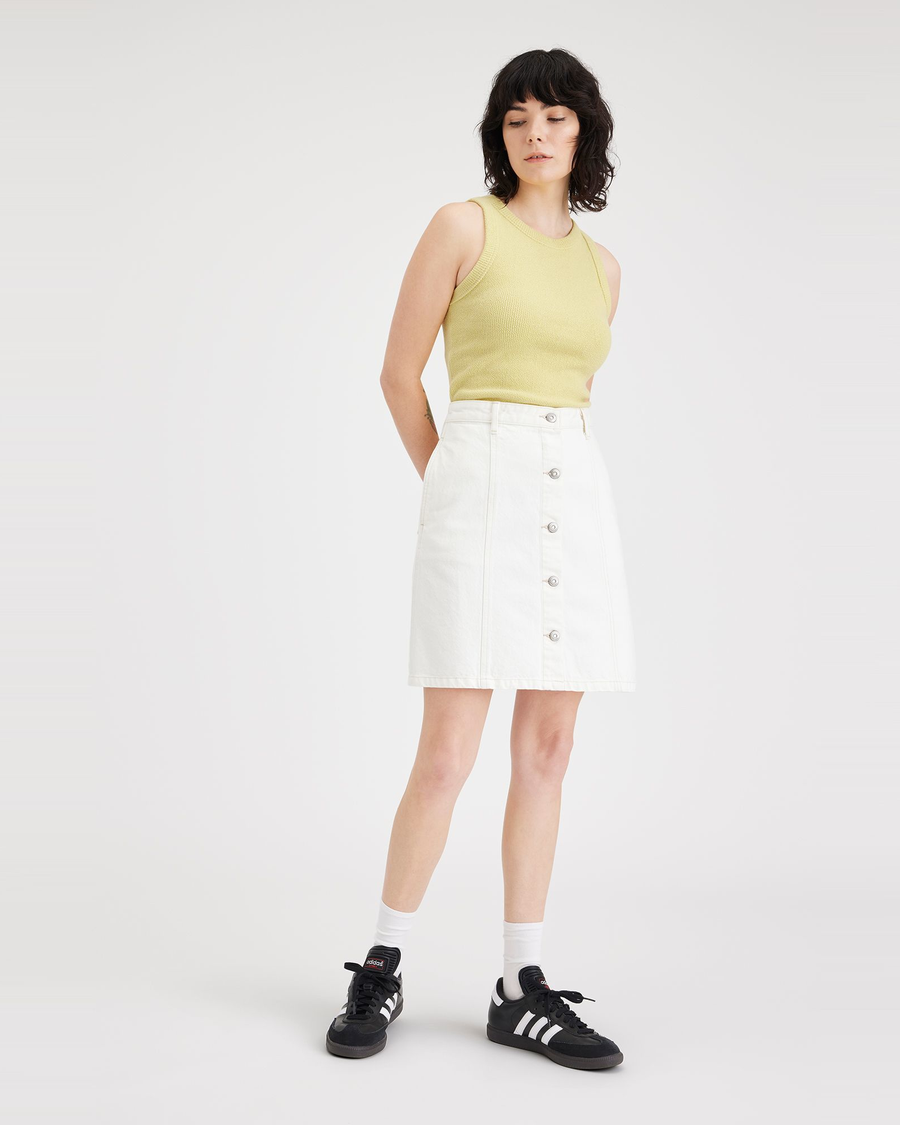 View of model wearing Pineapple Slice Women's Slim Fit Knit Tank.