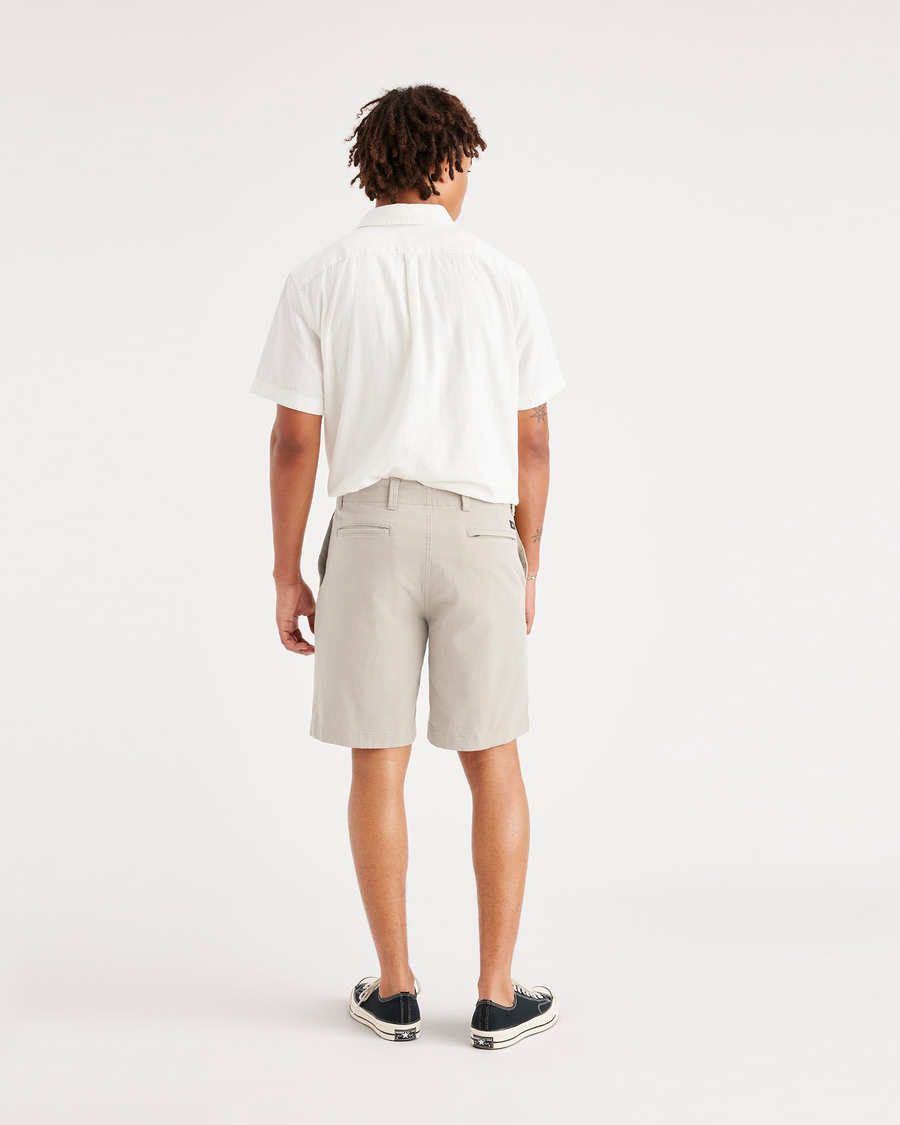 Back view of model wearing Sahara Khaki Alpha Chino Shorts, Straight Fit.