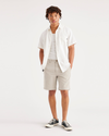 Front view of model wearing Sahara Khaki Alpha Chino Shorts, Straight Fit.