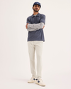 View of model wearing Sahara Khaki Go Activeflex Chino, Skinny Fit.