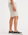 Side view of model wearing Sahara Khaki Men's Straight Fit California Shorts.
