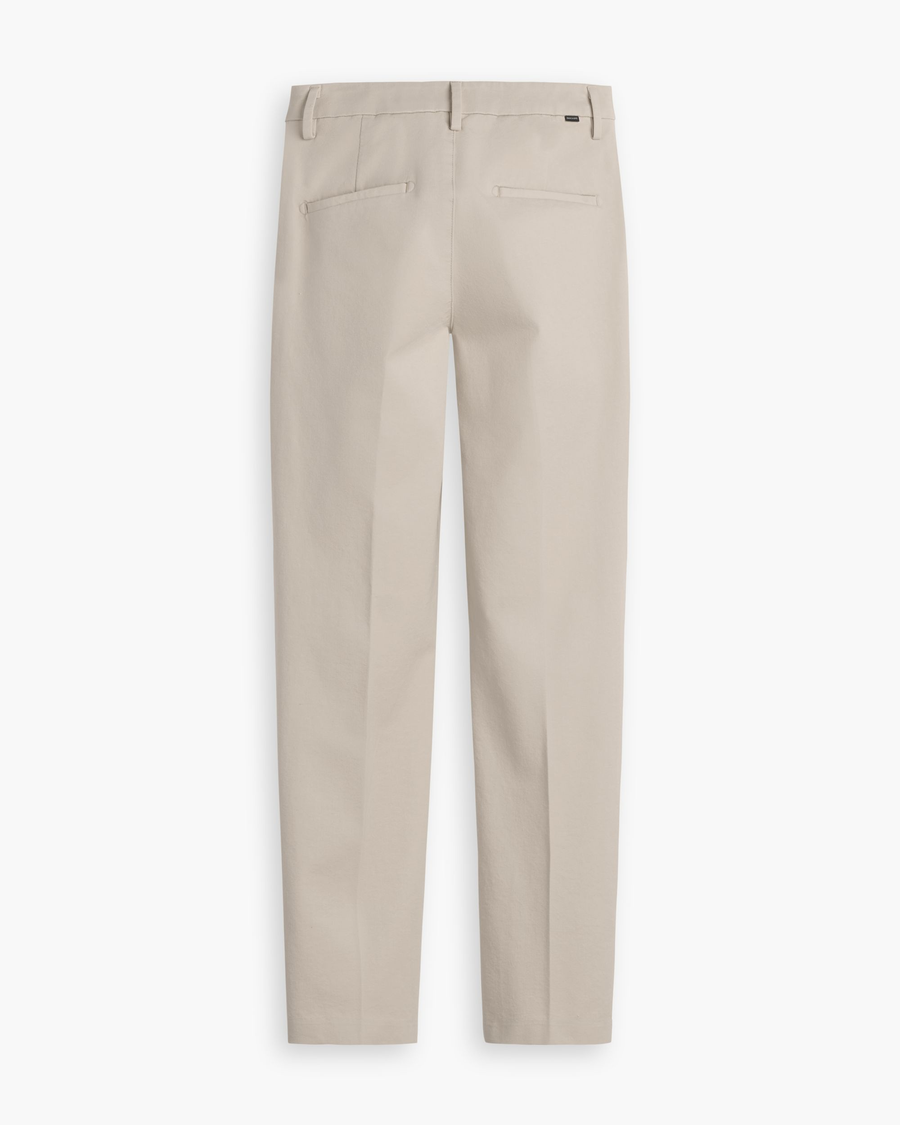 View of model wearing Sahara Khaki Mid-Rise Collins Trouser with Sculpt, Slim Fit.