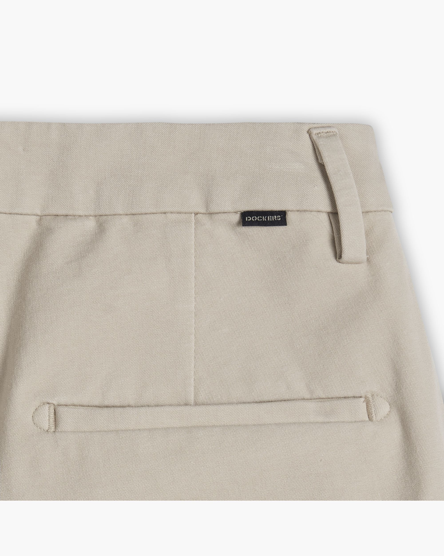 View of model wearing Sahara Khaki Mid-Rise Collins Trouser with Sculpt, Slim Fit.