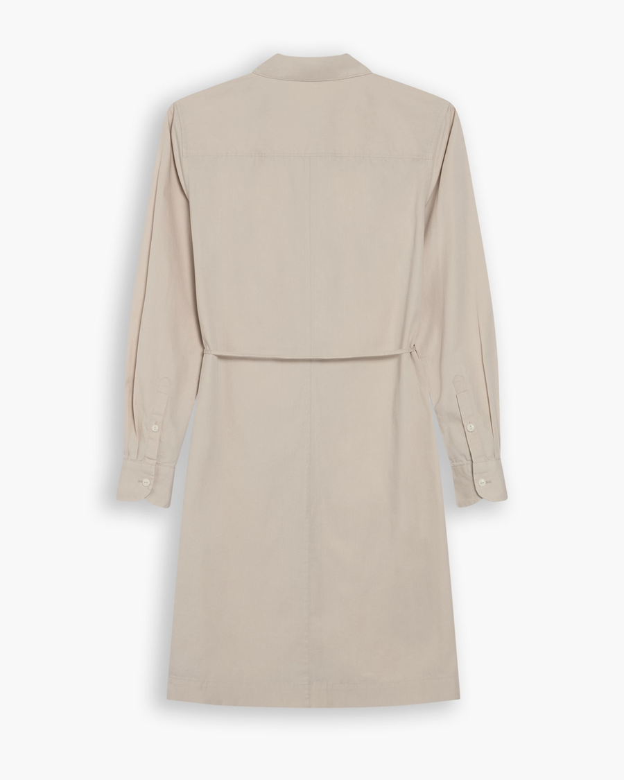 View of model wearing Sahara Khaki Midi Shirt Dress, Regular Fit.