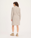 Back view of model wearing Sahara Khaki Midi Shirt Dress, Regular Fit.