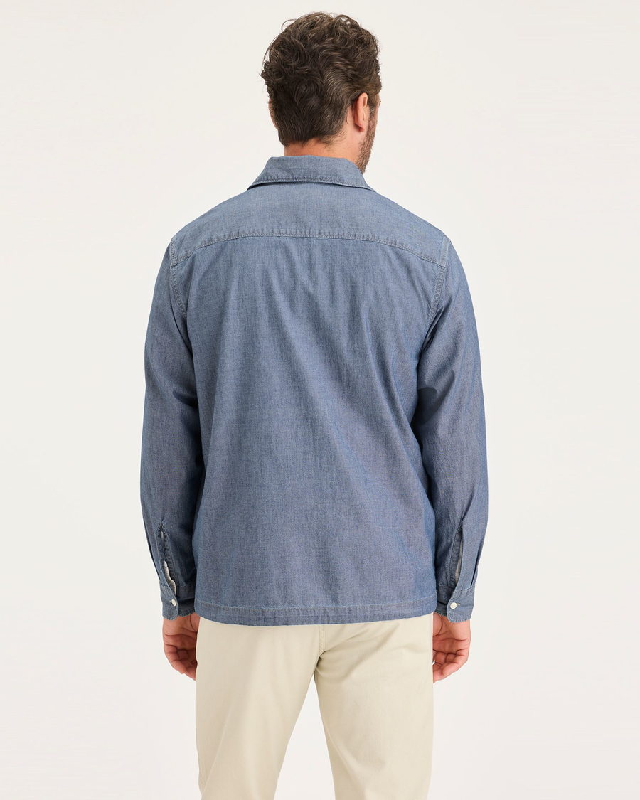 Back view of model wearing Seaview Men's Relaxed Fit Coaches Shirt Jacket.