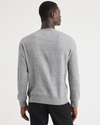 Back view of model wearing Smokestack Heather Men's  Regular Fit Crewneck Sweatshirt.