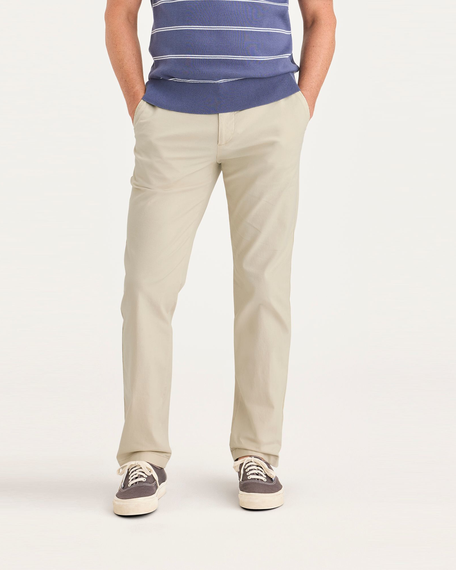 Front view of model wearing Summer Earth Crafted Khaki Pants, Slim Fit.