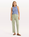 View of model wearing Tea Blake Chino Pants, High Straight Fit.