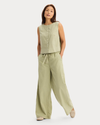 View of model wearing Tea Drawstring Pants.