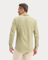 Back view of model wearing Tea Icon Button Up Shirt, Slim Fit.
