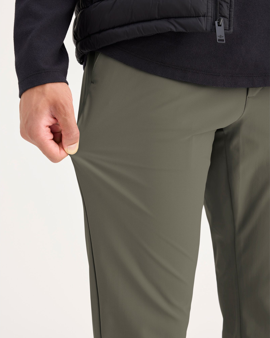 View of model wearing Tea Leaf Go Chino, Slim Fit with Airweave.