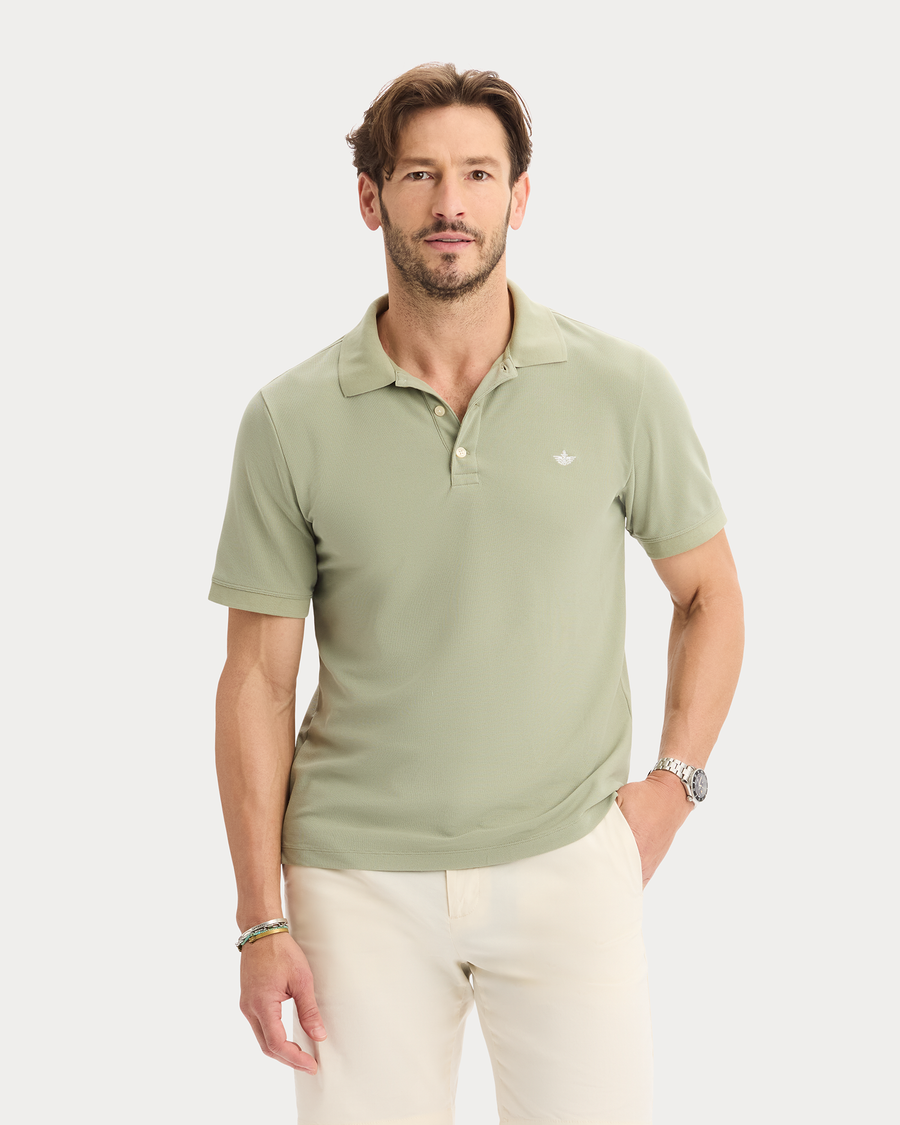 View of model wearing Tea Original Polo, Slim Fit.