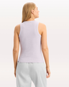 Back view of model wearing Thistle Rib Tank with Loft Knit, Slim Fit.
