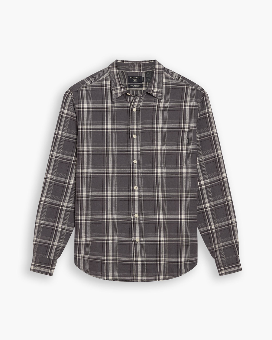 View of model wearing Thunderstorm Gray Original Shirt, Slim Fit.