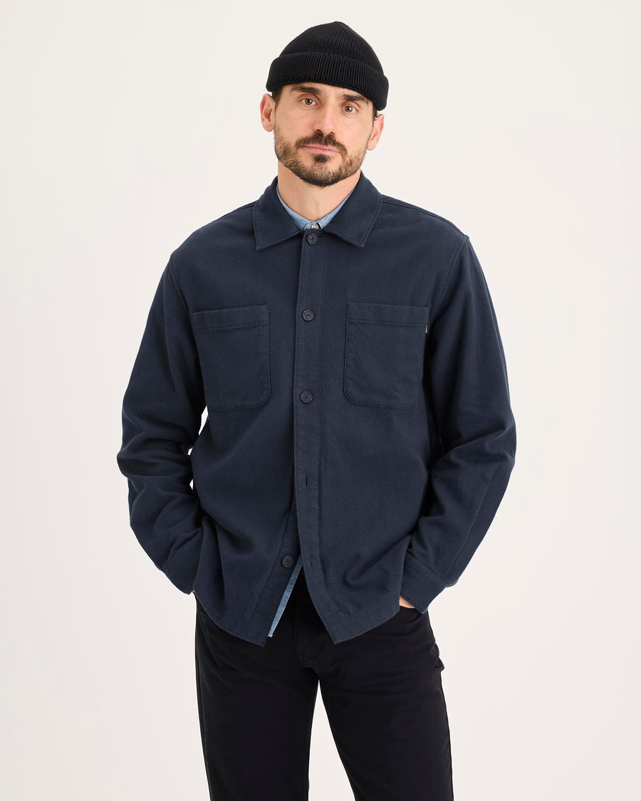 Front view of model wearing Total Eclipse Overshirt, Relaxed Fit.