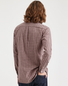 Back view of model wearing Upstream Fawn Men's Slim Fit Icon Button Up Shirt.