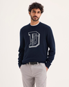 Front view of model wearing Varsity Anchor Premium Crewneck Sweater, Regular Fit.