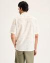 Back view of model wearing Vista Lucent White Men's Regular Fit Camp Shirt.