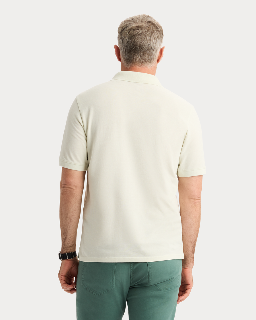 View of model wearing Water Lily Pique Polo, Slim Fit.