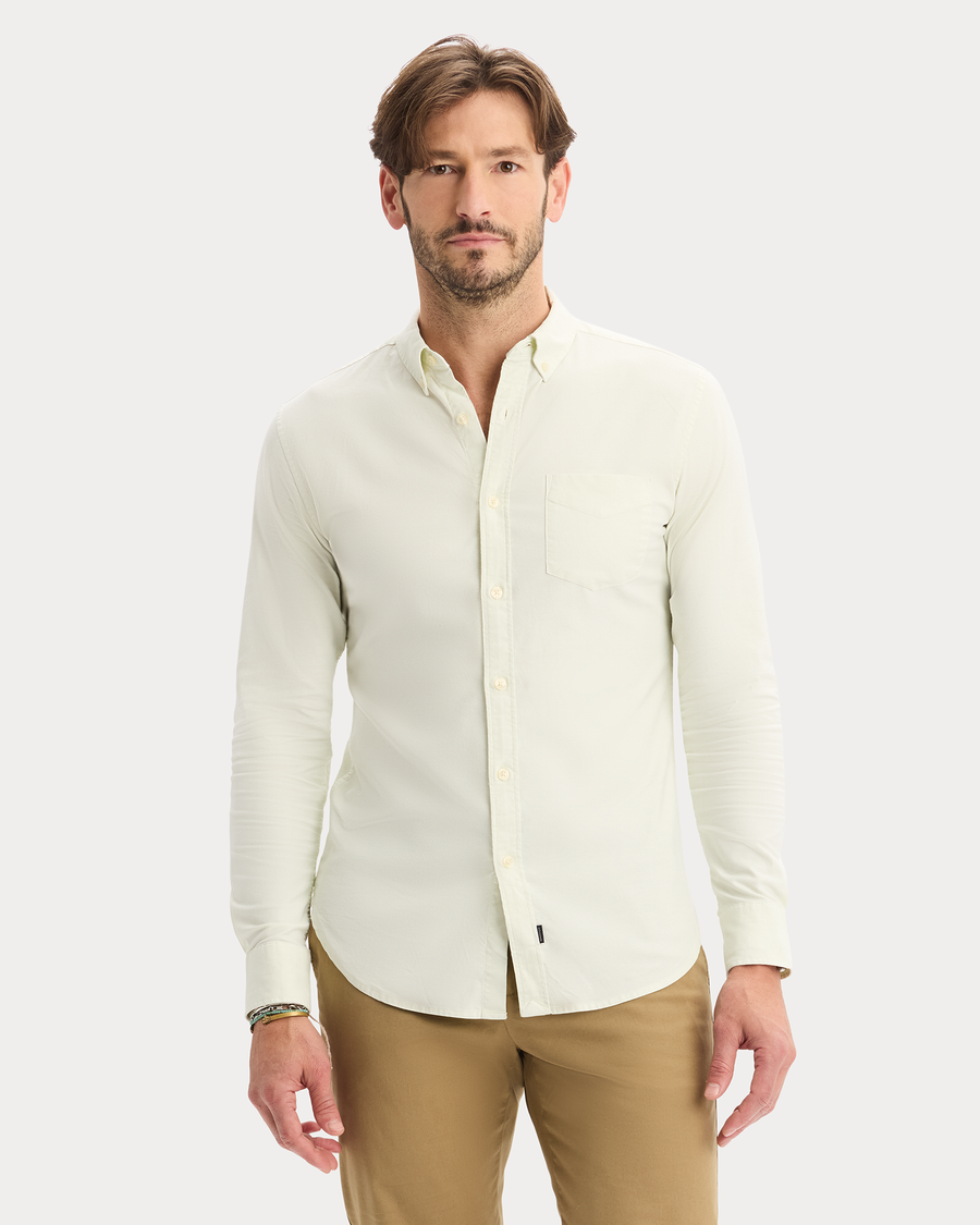 View of model wearing Waterlily Oxford Shirt, Slim Fit.