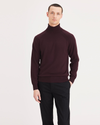 Front view of model wearing Winestasting Men's Regular Fit Turtleneck Sweater.